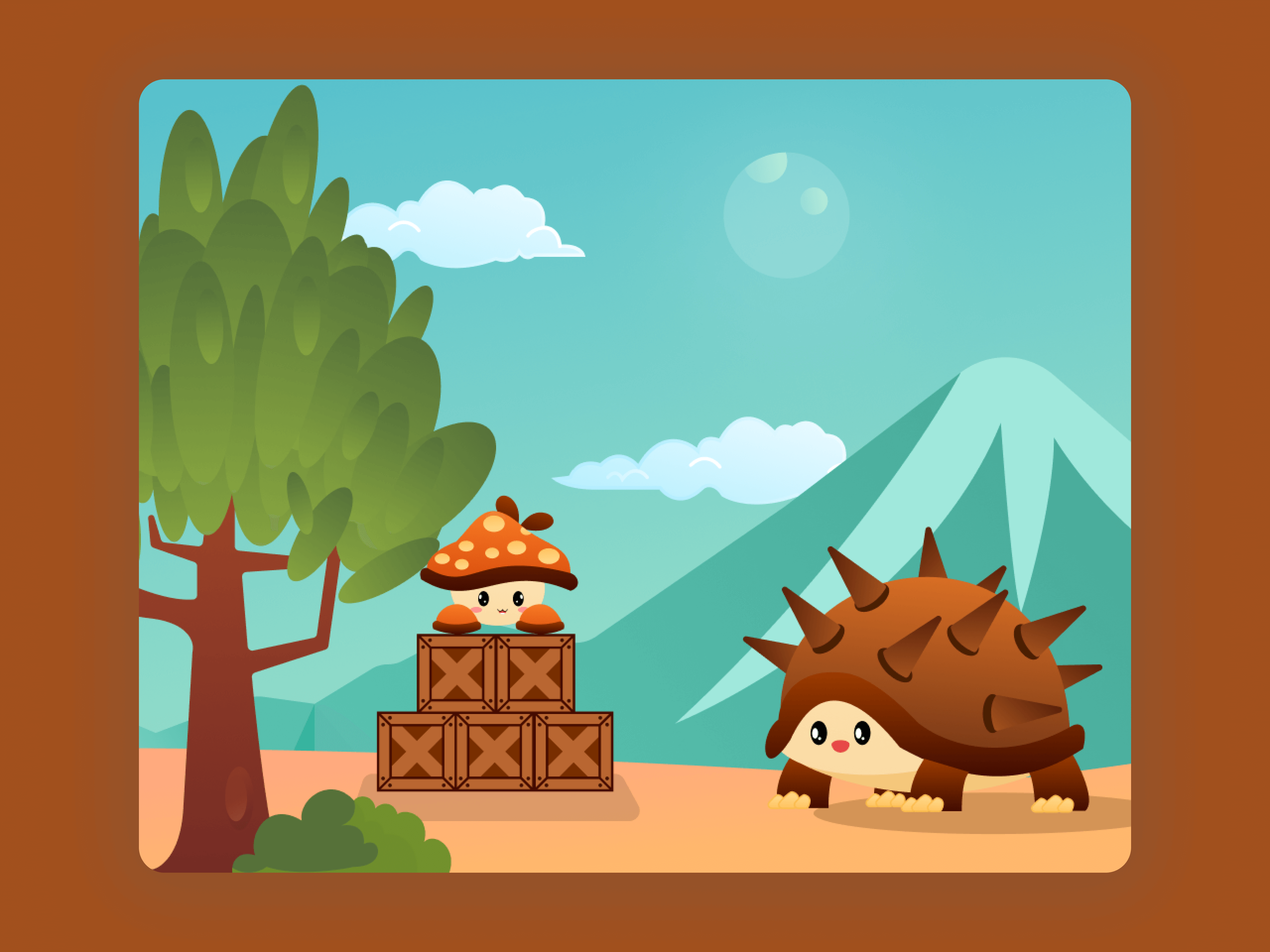 Download Hedgehog Approaching The Mushroom Beneath The Tree 